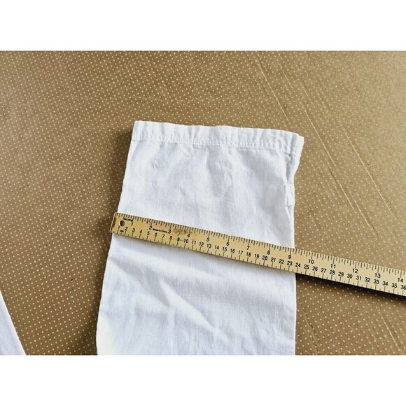 COLUMBIA Linen Wide Leg Pants Womens 12 Khaki Drawstring Straight Linen Cotton - Picture 6 of 13